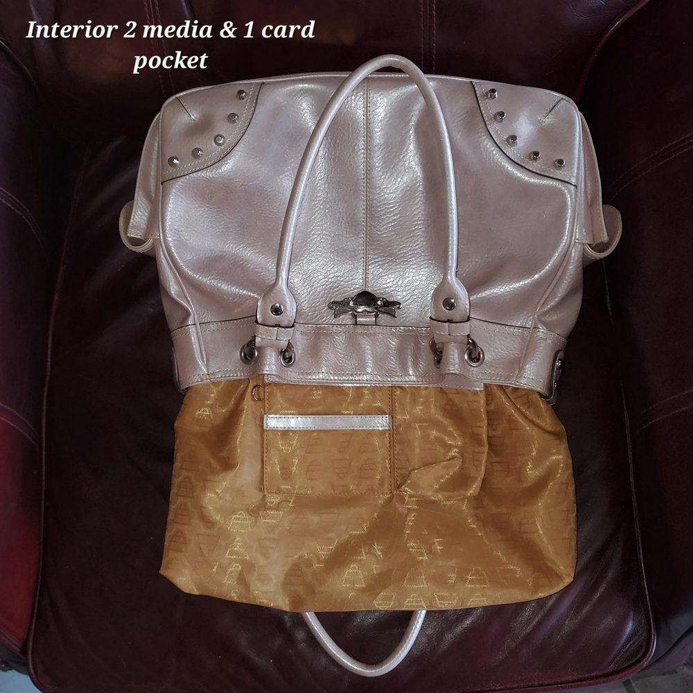 Women’s Metallic Light Pink Tote Bag - Elegant Everyday Handbag - Picture 14 of 16